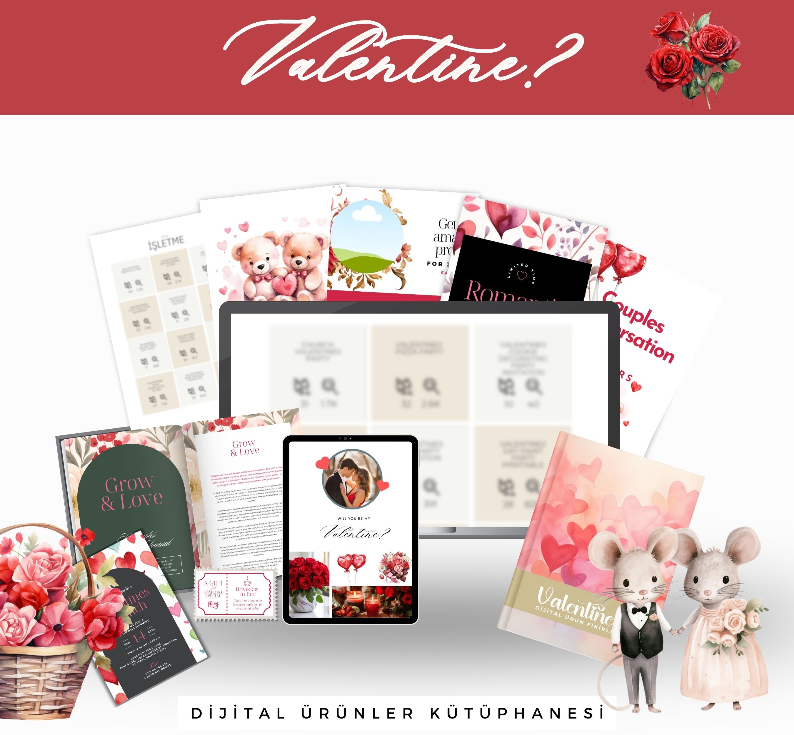 Sevgililer Günü Dijital Ürün Oluşturma Paketi